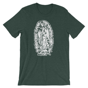Distressed Our Lady of Guadalupe | Light Print on Dark Shirt | Catholic Shirt