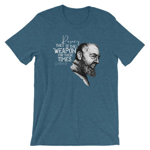 Saint Padre Pio, the Rosary is a Weapon for these times Catholic Tee