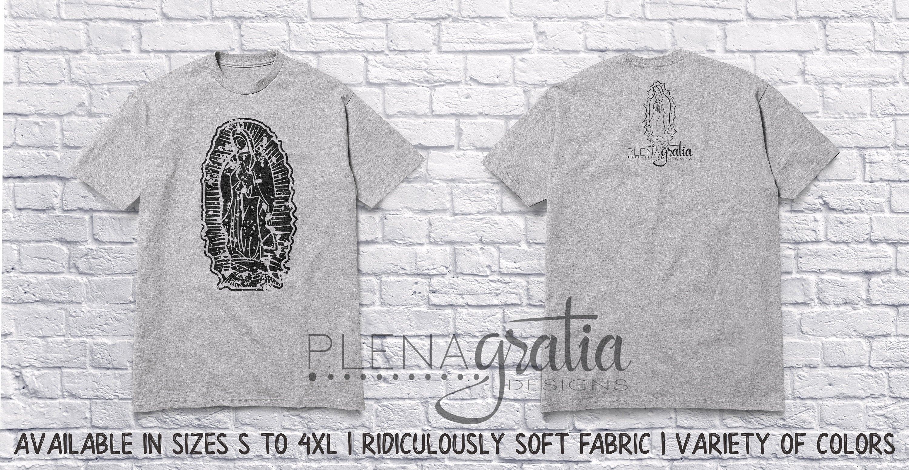 Distressed Our Lady of Guadalupe | Dark Print on Light Shirt | Catholic Shirt